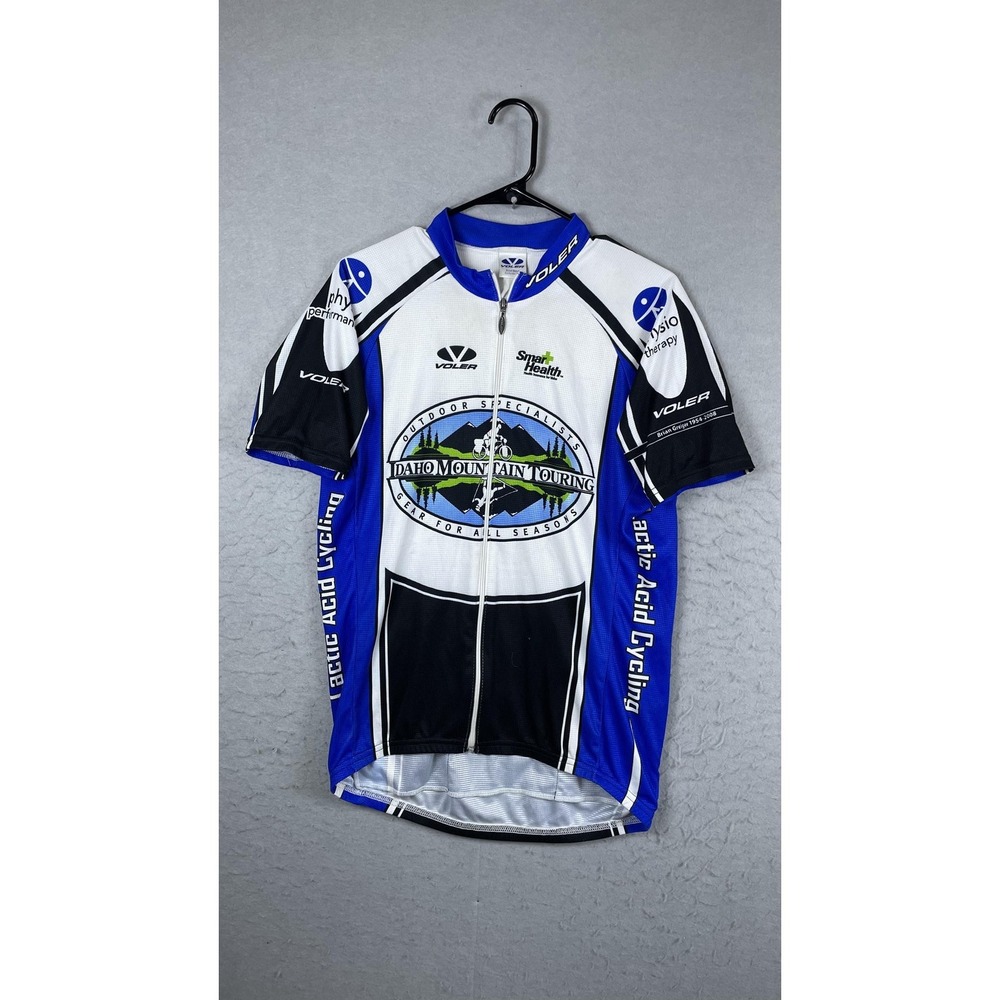 Voler Idaho Mountain Touring BOC Cycling Jersey Mens Medium Blue‎ White Full Zip